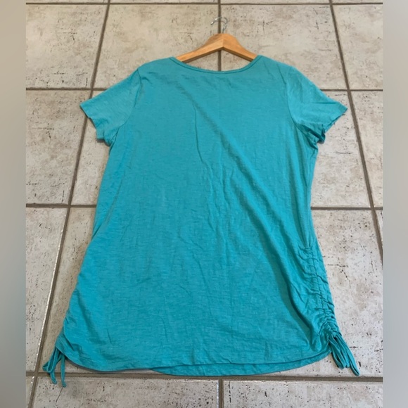 💜 Turquoise mySTYLE Ruched Tie-Side T-Shirt XL - Picture 3 of 6